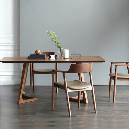 Rectangle Wood Dining Table Solid Wood Table Modern with Double Pedestal Base 47.2"L x 23.6"W x 29.5"H Without Chairs Clearhalo ' dining_table' 'Dining Tables & Seating' 'Dining Tables' 'furn' 'furn_dining_table' 'Furniture' 'furniture_dining_table' 'Kitchen & Dining Furniture' 'kitchen&dining_furn' 'kitchen' 'kitchen_dining_table' 4439431