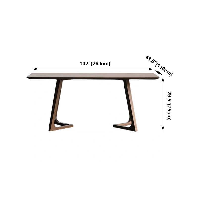 Rectangle Wood Dining Table Solid Wood Table Modern with Double Pedestal Base Clearhalo ' dining_table' 'Dining Tables & Seating' 'Dining Tables' 'furn' 'furn_dining_table' 'Furniture' 'furniture_dining_table' 'Kitchen & Dining Furniture' 'kitchen&dining_furn' 'kitchen' 'kitchen_dining_table' 4439444