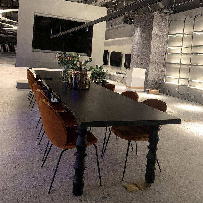 Rectangle Casual Dining Table Solid Wood Fixed Table with 4 Legs Black 94.5"L x 39.4"W x 29.5"H Without Chairs Clearhalo ' dining_table' 'Dining Tables & Seating' 'Dining Tables' 'furn' 'furn_dining_table' 'Furniture' 'furniture_dining_table' 'Kitchen & Dining Furniture' 'kitchen&dining_furn' 'kitchen' 'kitchen_dining_table' 4439448
