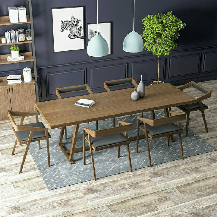 Solid Wood Contemporary Rectangular Dining Table Pine Wood Top Table with Trestle Base 78.7"L x 31.5"W x 29.5"H Without Chairs Clearhalo ' dining_table' 'Dining Tables & Seating' 'Dining Tables' 'furn' 'furn_dining_table' 'Furniture' 'furniture_dining_table' 'Kitchen & Dining Furniture' 'kitchen&dining_furn' 'kitchen' 'kitchen_dining_table' 4439465