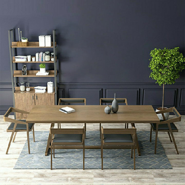 Solid Wood Contemporary Rectangular Dining Table Pine Wood Top Table with Trestle Base 86.6"L x 35.4"W x 29.5"H Without Chairs Clearhalo ' dining_table' 'Dining Tables & Seating' 'Dining Tables' 'furn' 'furn_dining_table' 'Furniture' 'furniture_dining_table' 'Kitchen & Dining Furniture' 'kitchen&dining_furn' 'kitchen' 'kitchen_dining_table' 4439466