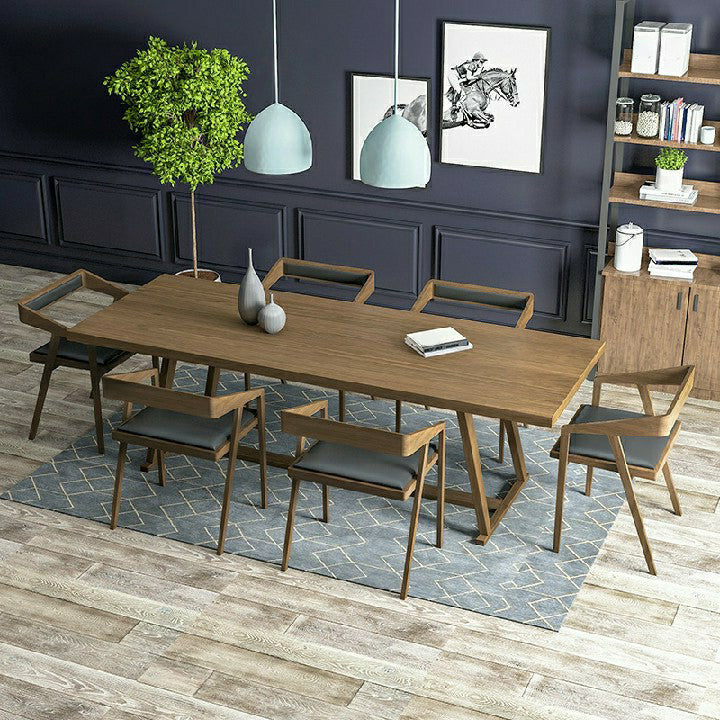Solid Wood Contemporary Rectangular Dining Table Pine Wood Top Table with Trestle Base 94.5"L x 35.4"W x 29.5"H Without Chairs Clearhalo ' dining_table' 'Dining Tables & Seating' 'Dining Tables' 'furn' 'furn_dining_table' 'Furniture' 'furniture_dining_table' 'Kitchen & Dining Furniture' 'kitchen&dining_furn' 'kitchen' 'kitchen_dining_table' 4439467