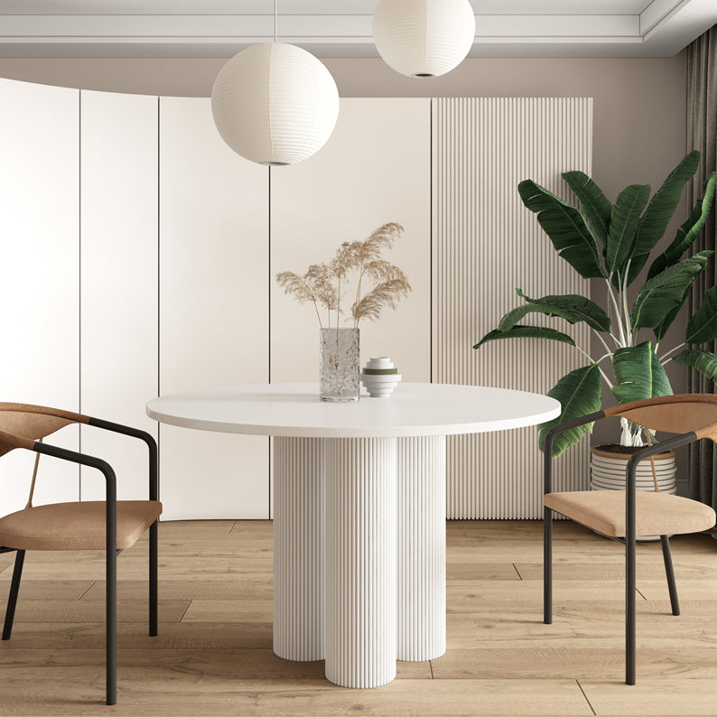 Round Pedestal Base Dining Site Table Modern Dinette Table for Indoor Stone White Clearhalo ' dining_table' 'Dining Tables & Seating' 'Dining Tables' 'furn' 'furn_dining_table' 'Furniture' 'furniture_dining_table' 'Kitchen & Dining Furniture' 'kitchen&dining_furn' 'kitchen' 'kitchen_dining_table' 4439478