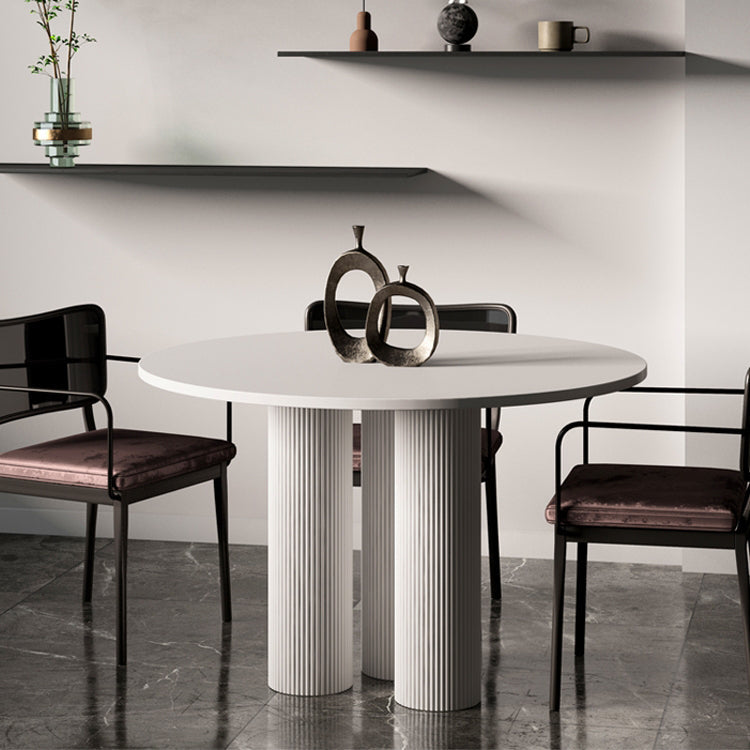 Round Pedestal Base Dining Site Table Modern Dinette Table for Indoor Wood White 35.4"L x 35.4"W x 29.5"H Clearhalo ' dining_table' 'Dining Tables & Seating' 'Dining Tables' 'furn' 'furn_dining_table' 'Furniture' 'furniture_dining_table' 'Kitchen & Dining Furniture' 'kitchen&dining_furn' 'kitchen' 'kitchen_dining_table' 4439479