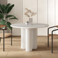 Round Pedestal Base Dining Site Table Modern Dinette Table for Indoor Stone Black White 35.4"L x 35.4"W x 29.5"H Clearhalo ' dining_table' 'Dining Tables & Seating' 'Dining Tables' 'furn' 'furn_dining_table' 'Furniture' 'furniture_dining_table' 'Kitchen & Dining Furniture' 'kitchen&dining_furn' 'kitchen' 'kitchen_dining_table' 4439481