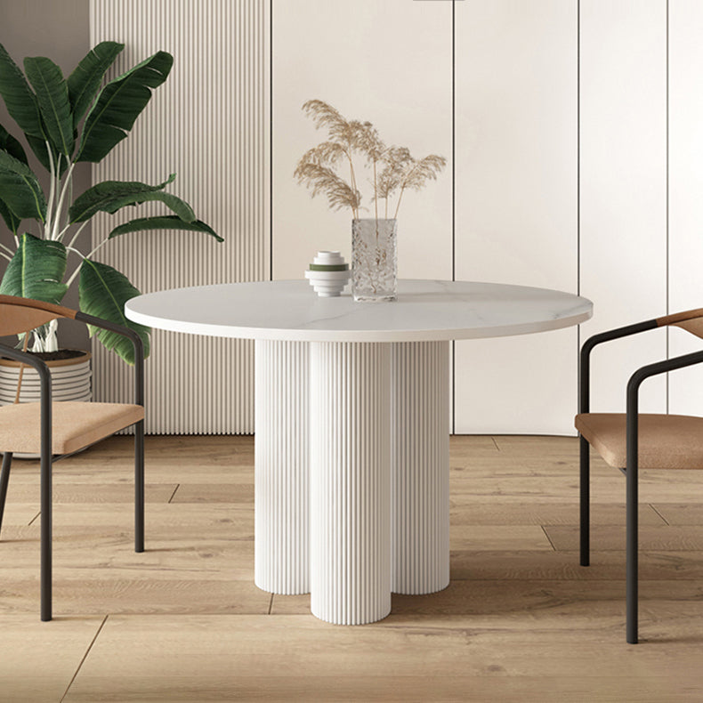 Round Pedestal Base Dining Site Table Modern Dinette Table for Indoor Stone Black White 35.4"L x 35.4"W x 29.5"H Clearhalo ' dining_table' 'Dining Tables & Seating' 'Dining Tables' 'furn' 'furn_dining_table' 'Furniture' 'furniture_dining_table' 'Kitchen & Dining Furniture' 'kitchen&dining_furn' 'kitchen' 'kitchen_dining_table' 4439481