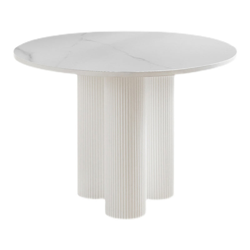 Round Pedestal Base Dining Site Table Modern Dinette Table for Indoor Stone Black White 31.5"L x 31.5"W x 29.5"H Clearhalo ' dining_table' 'Dining Tables & Seating' 'Dining Tables' 'furn' 'furn_dining_table' 'Furniture' 'furniture_dining_table' 'Kitchen & Dining Furniture' 'kitchen&dining_furn' 'kitchen' 'kitchen_dining_table' 4439482