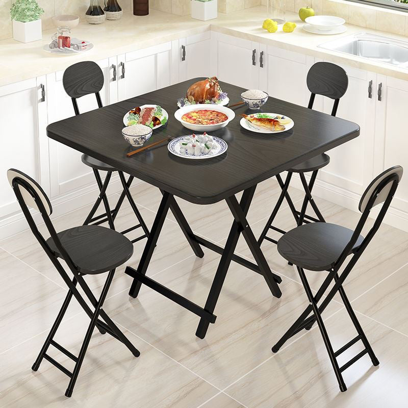 Industrial Extendable MDF Dining Table Square Standard Dining Table for Kitchen Black 31.5"L x 31.5"W x 29.1"H Without Chairs Clearhalo ' dining_table' 'Dining Tables & Seating' 'Dining Tables' 'furn' 'furn_dining_table' 'Furniture' 'furniture_dining_table' 'Kitchen & Dining Furniture' 'kitchen&dining_furn' 'kitchen' 'kitchen_dining_table' 4439491