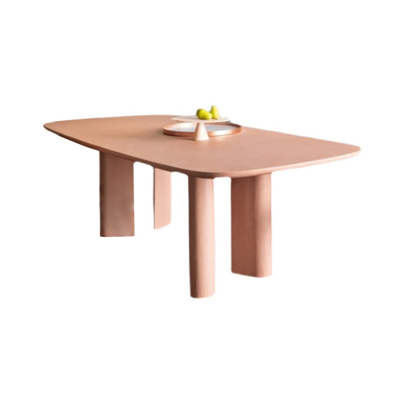 Rectangle Luxury Dining Table Solid Wood Fixed Table with 4 Legs Pink Without Chairs Clearhalo ' dining_table' 'Dining Tables & Seating' 'Dining Tables' 'furn' 'furn_dining_table' 'Furniture' 'furniture_dining_table' 'Kitchen & Dining Furniture' 'kitchen&dining_furn' 'kitchen' 'kitchen_dining_table' 4439513