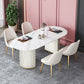 Modern Standard Oval Dining Table Sintered Stone Dining Table for Kitchen White White 63"L x 31.5"W x 29.5"H Clearhalo ' dining_table' 'Dining Tables & Seating' 'Dining Tables' 'furn' 'furn_dining_table' 'Furniture' 'furniture_dining_table' 'Kitchen & Dining Furniture' 'kitchen&dining_furn' 'kitchen' 'kitchen_dining_table' 4439522