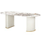 Modern Standard Oval Dining Table Sintered Stone Dining Table for Kitchen Pandora Gold White Clearhalo ' dining_table' 'Dining Tables & Seating' 'Dining Tables' 'furn' 'furn_dining_table' 'Furniture' 'furniture_dining_table' 'Kitchen & Dining Furniture' 'kitchen&dining_furn' 'kitchen' 'kitchen_dining_table' 4439523