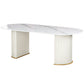 Modern Standard Oval Dining Table Sintered Stone Dining Table for Kitchen White White 78.7"L x 31.5"W x 29.5"H Clearhalo ' dining_table' 'Dining Tables & Seating' 'Dining Tables' 'furn' 'furn_dining_table' 'Furniture' 'furniture_dining_table' 'Kitchen & Dining Furniture' 'kitchen&dining_furn' 'kitchen' 'kitchen_dining_table' 4439524