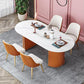Modern Standard Oval Dining Table Sintered Stone Dining Table for Kitchen White Orange 63"L x 31.5"W x 29.5"H Clearhalo ' dining_table' 'Dining Tables & Seating' 'Dining Tables' 'furn' 'furn_dining_table' 'Furniture' 'furniture_dining_table' 'Kitchen & Dining Furniture' 'kitchen&dining_furn' 'kitchen' 'kitchen_dining_table' 4439525