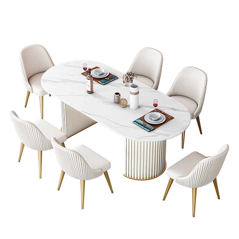 Modern Standard Oval Dining Table Sintered Stone Dining Table for Kitchen Clearhalo ' dining_table' 'Dining Tables & Seating' 'Dining Tables' 'furn' 'furn_dining_table' 'Furniture' 'furniture_dining_table' 'Kitchen & Dining Furniture' 'kitchen&dining_furn' 'kitchen' 'kitchen_dining_table' 4439531