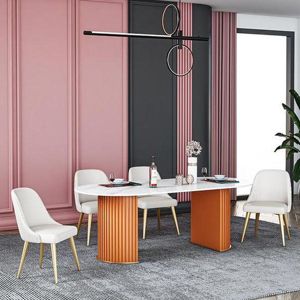 Modern Standard Oval Dining Table Sintered Stone Dining Table for Kitchen Clearhalo ' dining_table' 'Dining Tables & Seating' 'Dining Tables' 'furn' 'furn_dining_table' 'Furniture' 'furniture_dining_table' 'Kitchen & Dining Furniture' 'kitchen&dining_furn' 'kitchen' 'kitchen_dining_table' 4439534
