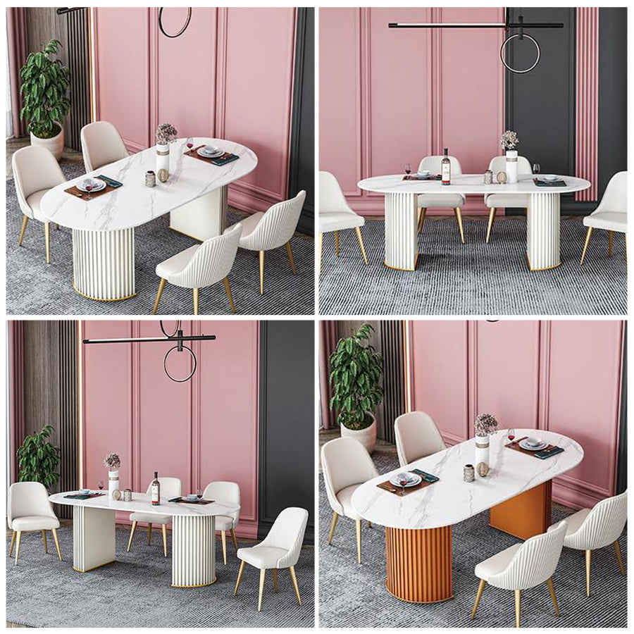 Modern Standard Oval Dining Table Sintered Stone Dining Table for Kitchen Clearhalo ' dining_table' 'Dining Tables & Seating' 'Dining Tables' 'furn' 'furn_dining_table' 'Furniture' 'furniture_dining_table' 'Kitchen & Dining Furniture' 'kitchen&dining_furn' 'kitchen' 'kitchen_dining_table' 4439535