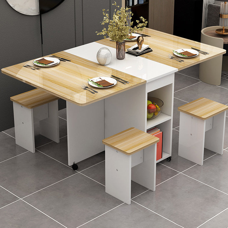 Mid-Century Style Dining Table Rectangle Wooden Home Use Dining Table Yellow 55.1"L x 31.5"W x 29.5"H Without Chairs Clearhalo ' dining_table' 'Dining Tables & Seating' 'Dining Tables' 'furn' 'furn_dining_table' 'Furniture' 'furniture_dining_table' 'Kitchen & Dining Furniture' 'kitchen&dining_furn' 'kitchen' 'kitchen_dining_table' 4439543