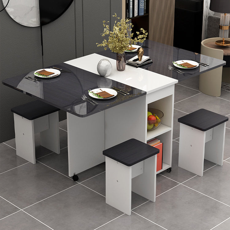 Mid-Century Style Dining Table Rectangle Wooden Home Use Dining Table Black White Without Chairs Clearhalo ' dining_table' 'Dining Tables & Seating' 'Dining Tables' 'furn' 'furn_dining_table' 'Furniture' 'furniture_dining_table' 'Kitchen & Dining Furniture' 'kitchen&dining_furn' 'kitchen' 'kitchen_dining_table' 4439551