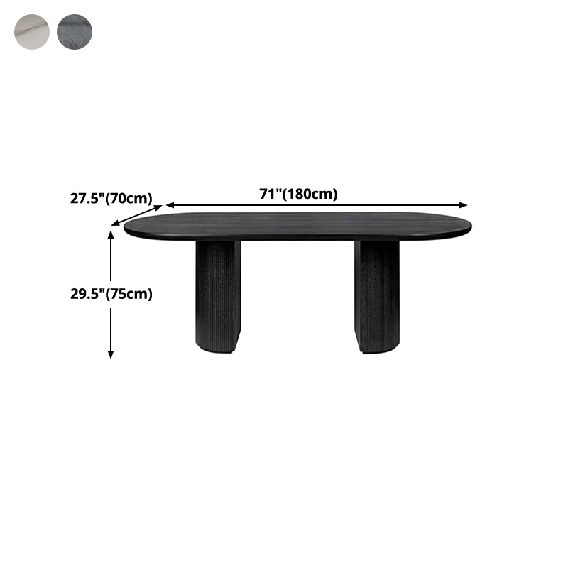 Solid Wood Oval Dining Table Modern Double Pedestal Table for Dining Room Clearhalo ' dining_table' 'Dining Tables & Seating' 'Dining Tables' 'furn' 'furn_dining_table' 'Furniture' 'furniture_dining_table' 'Kitchen & Dining Furniture' 'kitchen&dining_furn' 'kitchen' 'kitchen_dining_table' 4439569