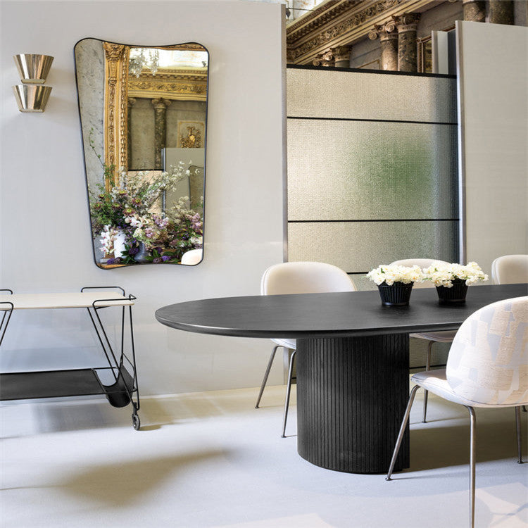Contemporary Style Furniture Oval Double Pedestal Dining Site Table for Home Clearhalo ' dining_table' 'Dining Tables & Seating' 'Dining Tables' 'furn' 'furn_dining_table' 'Furniture' 'furniture_dining_table' 'Kitchen & Dining Furniture' 'kitchen&dining_furn' 'kitchen' 'kitchen_dining_table' 4439579