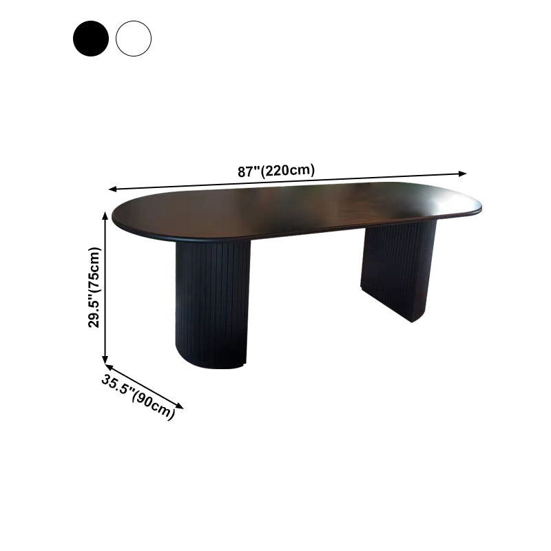 Contemporary Style Furniture Oval Double Pedestal Dining Site Table for Home Clearhalo ' dining_table' 'Dining Tables & Seating' 'Dining Tables' 'furn' 'furn_dining_table' 'Furniture' 'furniture_dining_table' 'Kitchen & Dining Furniture' 'kitchen&dining_furn' 'kitchen' 'kitchen_dining_table' 4439589