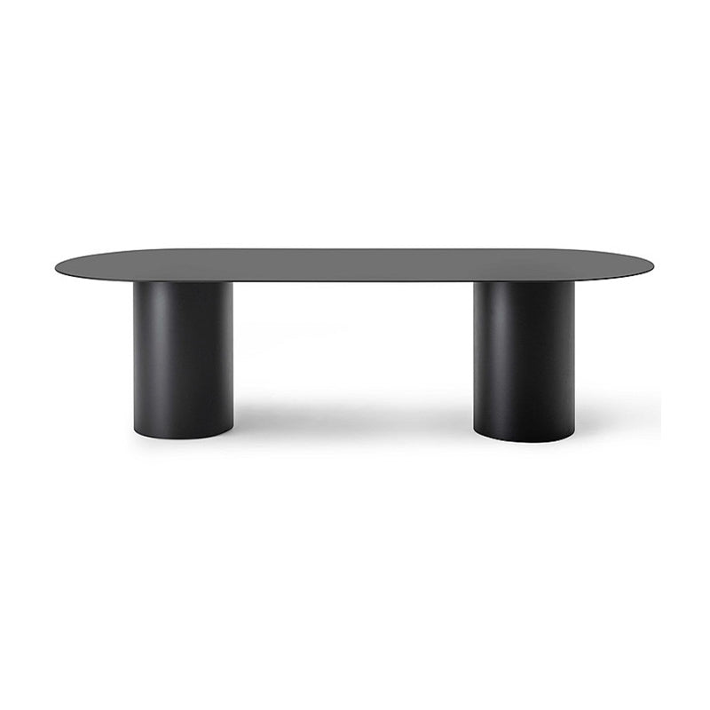 Oval Modern Dining Table Solid Wood Double Pedestal Table for Kitchen Black Without Chairs Clearhalo ' dining_table' 'Dining Tables & Seating' 'Dining Tables' 'furn' 'furn_dining_table' 'Furniture' 'furniture_dining_table' 'Kitchen & Dining Furniture' 'kitchen&dining_furn' 'kitchen' 'kitchen_dining_table' 4439594