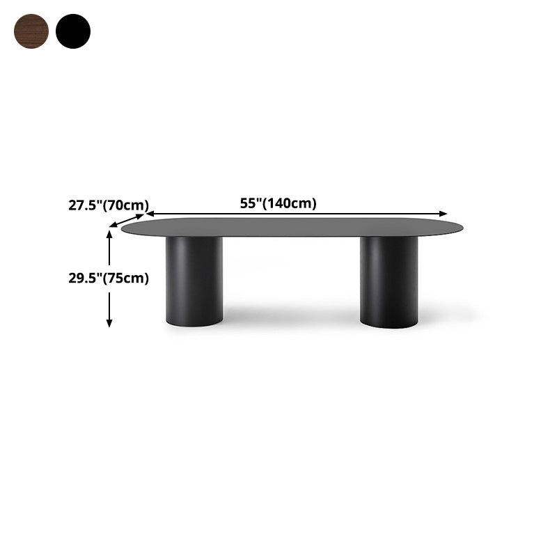 Oval Modern Dining Table Solid Wood Double Pedestal Table for Kitchen Clearhalo ' dining_table' 'Dining Tables & Seating' 'Dining Tables' 'furn' 'furn_dining_table' 'Furniture' 'furniture_dining_table' 'Kitchen & Dining Furniture' 'kitchen&dining_furn' 'kitchen' 'kitchen_dining_table' 4439595
