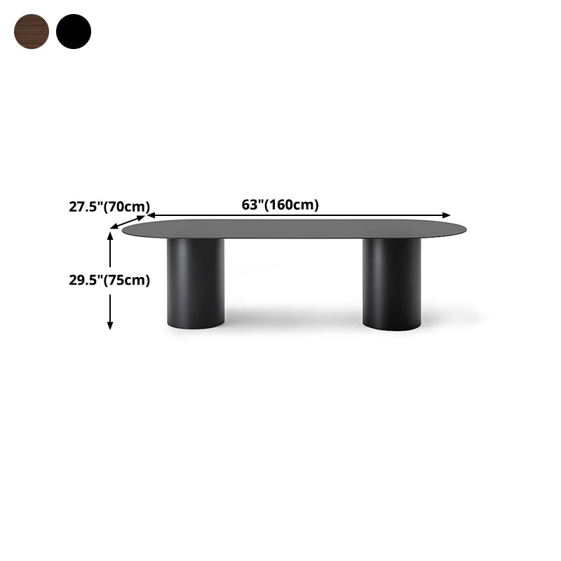 Oval Modern Dining Table Solid Wood Double Pedestal Table for Kitchen Clearhalo ' dining_table' 'Dining Tables & Seating' 'Dining Tables' 'furn' 'furn_dining_table' 'Furniture' 'furniture_dining_table' 'Kitchen & Dining Furniture' 'kitchen&dining_furn' 'kitchen' 'kitchen_dining_table' 4439596