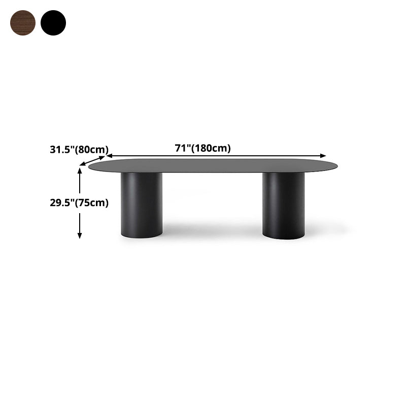 Oval Modern Dining Table Solid Wood Double Pedestal Table for Kitchen Clearhalo ' dining_table' 'Dining Tables & Seating' 'Dining Tables' 'furn' 'furn_dining_table' 'Furniture' 'furniture_dining_table' 'Kitchen & Dining Furniture' 'kitchen&dining_furn' 'kitchen' 'kitchen_dining_table' 4439597