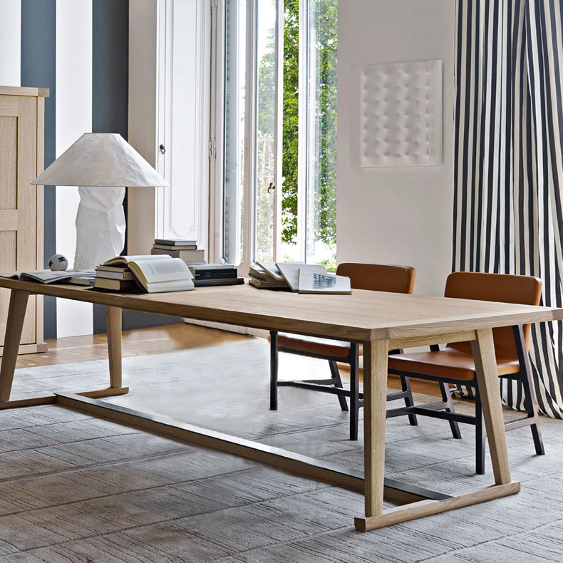 Solid Wood Contemporary Rectangular Dining Table Wood Top Table for Dining Room Natural 86.6"L x 39.4"W x 29.5"H Without Chairs Clearhalo ' dining_table' 'Dining Tables & Seating' 'Dining Tables' 'furn' 'furn_dining_table' 'Furniture' 'furniture_dining_table' 'Kitchen & Dining Furniture' 'kitchen&dining_furn' 'kitchen' 'kitchen_dining_table' 4439605