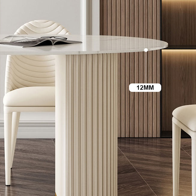 Minimalist Oval Shape White Dining Table Standard Sintered Stone Dining Table for Kitchen Clearhalo ' dining_table' 'Dining Tables & Seating' 'Dining Tables' 'furn' 'furn_dining_table' 'Furniture' 'furniture_dining_table' 'Kitchen & Dining Furniture' 'kitchen&dining_furn' 'kitchen' 'kitchen_dining_table' 4439622