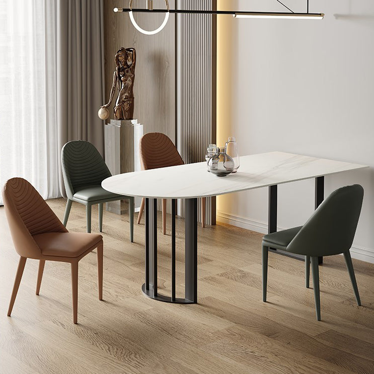 Modern Irregular Sintered Stone Dining Table White Standard Dining Table for Kitchen Black 63"L x 31.5"W x 29.5"H Without Chairs Clearhalo ' dining_table' 'Dining Tables & Seating' 'Dining Tables' 'furn' 'furn_dining_table' 'Furniture' 'furniture_dining_table' 'Kitchen & Dining Furniture' 'kitchen&dining_furn' 'kitchen' 'kitchen_dining_table' 4439634