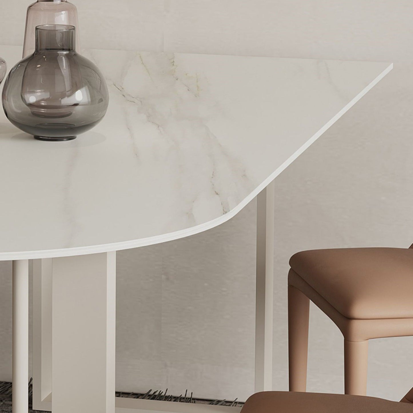 Modern Irregular Sintered Stone Dining Table White Standard Dining Table for Kitchen Clearhalo ' dining_table' 'Dining Tables & Seating' 'Dining Tables' 'furn' 'furn_dining_table' 'Furniture' 'furniture_dining_table' 'Kitchen & Dining Furniture' 'kitchen&dining_furn' 'kitchen' 'kitchen_dining_table' 4439639