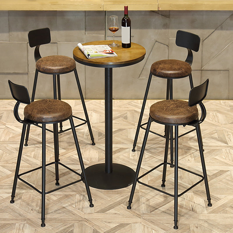 Modern Style Bar Chair with Low Back Footrest Round Seat Iron Legs for Kitchen Bar Clearhalo 'Bar Furniture' 'Bar Stools' 'bar_stools' 'furn' 'furn_bar_stools' 'furniture_bar_stools' 'Kitchen & Dining Furniture' 'kitchen&dining_furn' 'kitchen' 'kitchen_furn' Furniture' 4439666