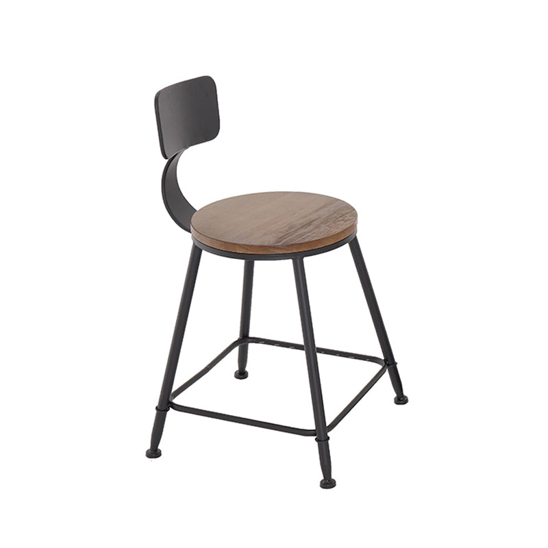 Modern Style Bar Chair with Low Back Footrest Round Seat Iron Legs for Kitchen Bar 1 Piece Non-Upholstered Short Stool(18"H) Clearhalo 'Bar Furniture' 'Bar Stools' 'bar_stools' 'furn' 'furn_bar_stools' 'furniture_bar_stools' 'Kitchen & Dining Furniture' 'kitchen&dining_furn' 'kitchen' 'kitchen_furn' Furniture' 4439667