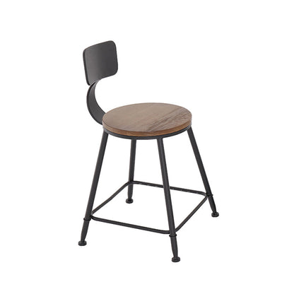 Modern Style Bar Chair with Low Back Footrest Round Seat Iron Legs for Kitchen Bar 1 Piece Non-Upholstered Short Stool(18"H) Clearhalo 'Bar Furniture' 'Bar Stools' 'bar_stools' 'furn' 'furn_bar_stools' 'furniture_bar_stools' 'Kitchen & Dining Furniture' 'kitchen&dining_furn' 'kitchen' 'kitchen_furn' Furniture' 4439667