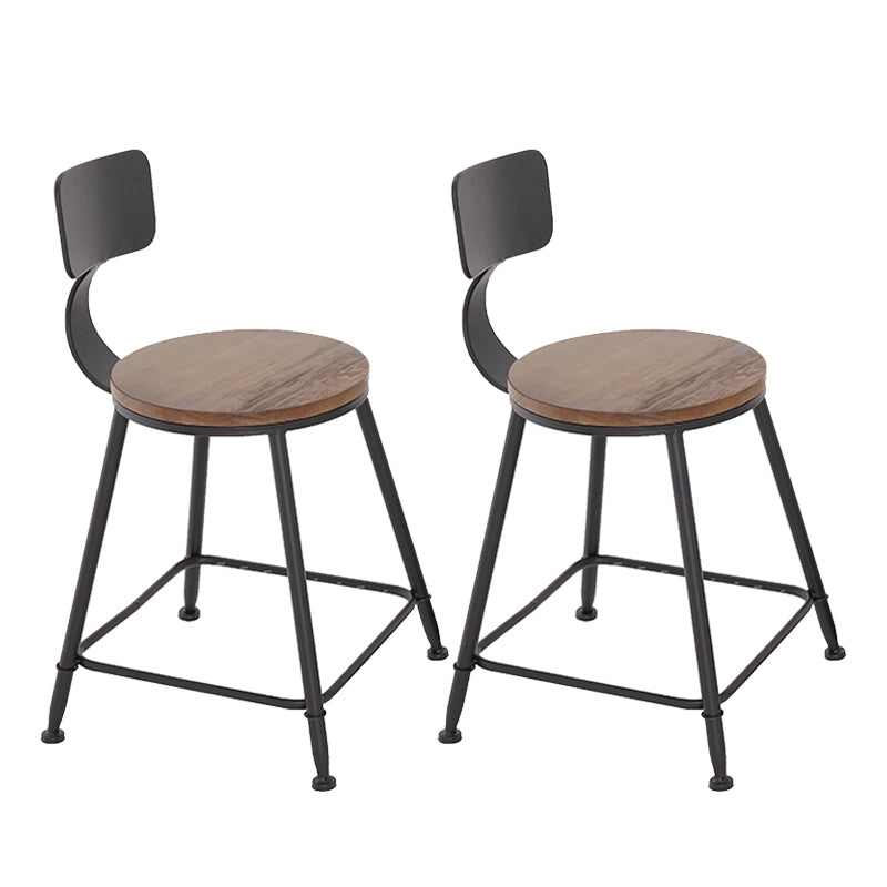 Modern Style Bar Chair with Low Back Footrest Round Seat Iron Legs for Kitchen Bar 2 Piece Set Non-Upholstered Short Stool(18"H) Clearhalo 'Bar Furniture' 'Bar Stools' 'bar_stools' 'furn' 'furn_bar_stools' 'furniture_bar_stools' 'Kitchen & Dining Furniture' 'kitchen&dining_furn' 'kitchen' 'kitchen_furn' Furniture' 4439669