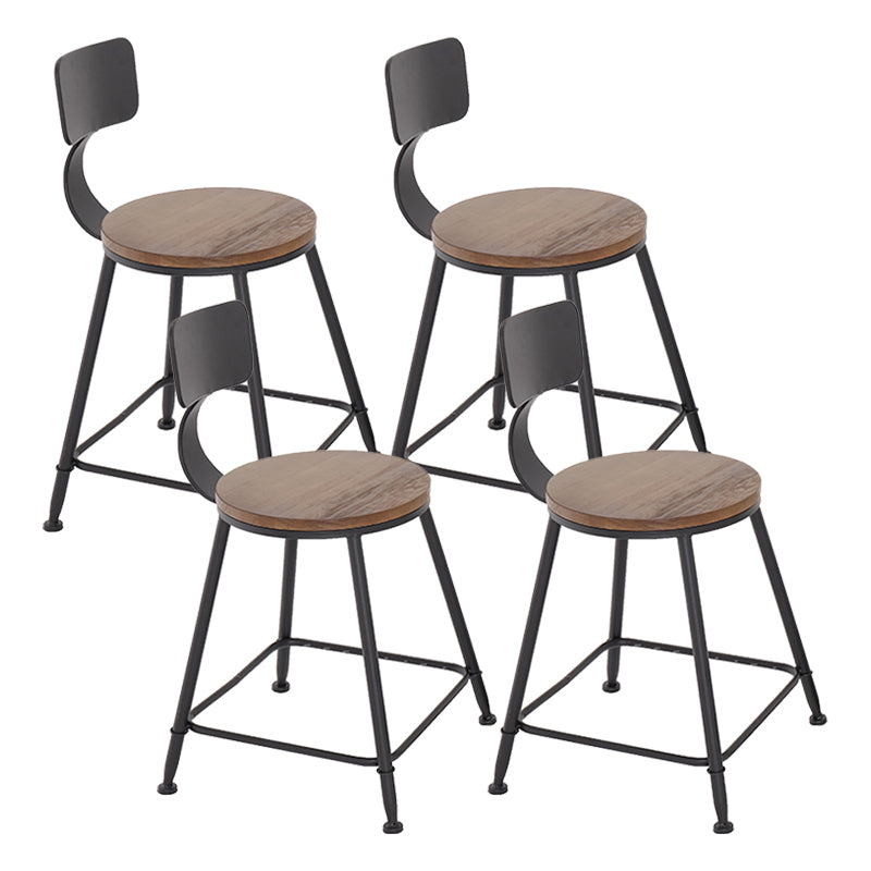 Modern Style Bar Chair with Low Back Footrest Round Seat Iron Legs for Kitchen Bar 4 Piece Set Non-Upholstered Short Stool(18"H) Clearhalo 'Bar Furniture' 'Bar Stools' 'bar_stools' 'furn' 'furn_bar_stools' 'furniture_bar_stools' 'Kitchen & Dining Furniture' 'kitchen&dining_furn' 'kitchen' 'kitchen_furn' Furniture' 4439670