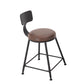Modern Style Bar Chair with Low Back Footrest Round Seat Iron Legs for Kitchen Bar 1 Piece Upholstered Short Stool(18"H) Clearhalo 'Bar Furniture' 'Bar Stools' 'bar_stools' 'furn' 'furn_bar_stools' 'furniture_bar_stools' 'Kitchen & Dining Furniture' 'kitchen&dining_furn' 'kitchen' 'kitchen_furn' Furniture' 4439673
