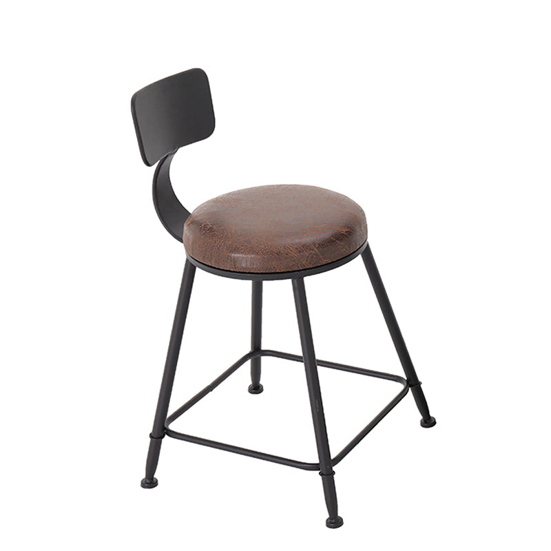 Modern Style Bar Chair with Low Back Footrest Round Seat Iron Legs for Kitchen Bar 1 Piece Upholstered Short Stool(18"H) Clearhalo 'Bar Furniture' 'Bar Stools' 'bar_stools' 'furn' 'furn_bar_stools' 'furniture_bar_stools' 'Kitchen & Dining Furniture' 'kitchen&dining_furn' 'kitchen' 'kitchen_furn' Furniture' 4439673