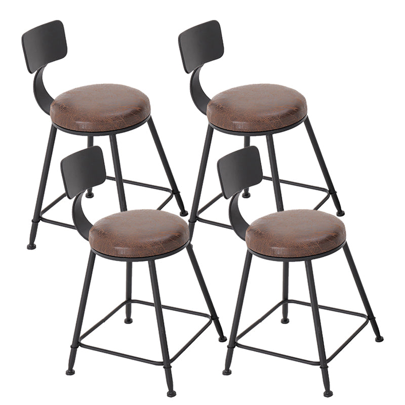 Modern Style Bar Chair with Low Back Footrest Round Seat Iron Legs for Kitchen Bar 4 Piece Set Upholstered Short Stool(18"H) Clearhalo 'Bar Furniture' 'Bar Stools' 'bar_stools' 'furn' 'furn_bar_stools' 'furniture_bar_stools' 'Kitchen & Dining Furniture' 'kitchen&dining_furn' 'kitchen' 'kitchen_furn' Furniture' 4439676