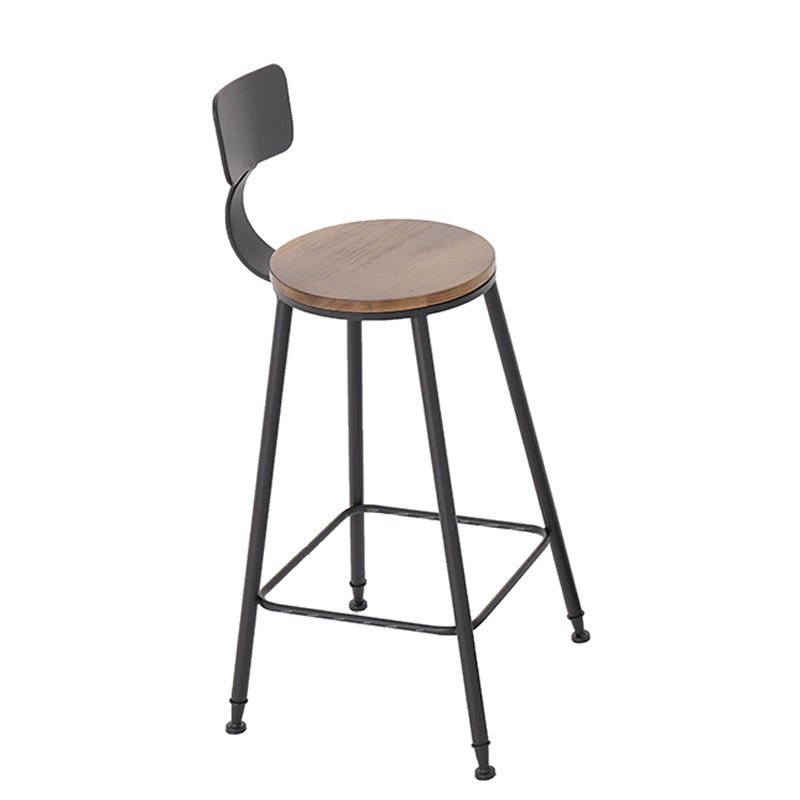 Modern Style Bar Chair with Low Back Footrest Round Seat Iron Legs for Kitchen Bar 1 Piece Non-Upholstered Bar Stool(30"H) Clearhalo 'Bar Furniture' 'Bar Stools' 'bar_stools' 'furn' 'furn_bar_stools' 'furniture_bar_stools' 'Kitchen & Dining Furniture' 'kitchen&dining_furn' 'kitchen' 'kitchen_furn' Furniture' 4439679
