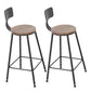 Modern Style Bar Chair with Low Back Footrest Round Seat Iron Legs for Kitchen Bar 2 Piece Set Non-Upholstered Bar Stool(30"H) Clearhalo 'Bar Furniture' 'Bar Stools' 'bar_stools' 'furn' 'furn_bar_stools' 'furniture_bar_stools' 'Kitchen & Dining Furniture' 'kitchen&dining_furn' 'kitchen' 'kitchen_furn' Furniture' 4439681