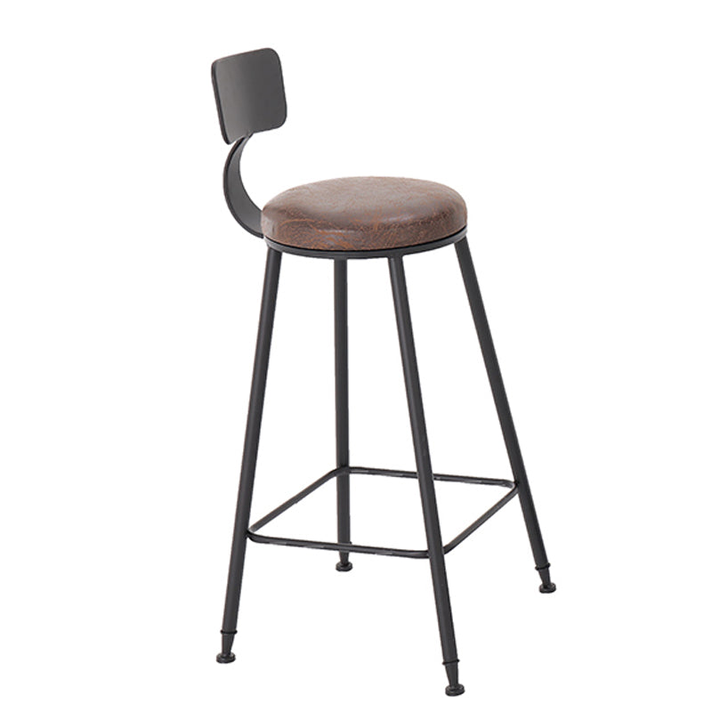 Modern Style Bar Chair with Low Back Footrest Round Seat Iron Legs for Kitchen Bar 1 Piece Upholstered Bar Stool(30"H) Clearhalo 'Bar Furniture' 'Bar Stools' 'bar_stools' 'furn' 'furn_bar_stools' 'furniture_bar_stools' 'Kitchen & Dining Furniture' 'kitchen&dining_furn' 'kitchen' 'kitchen_furn' Furniture' 4439684
