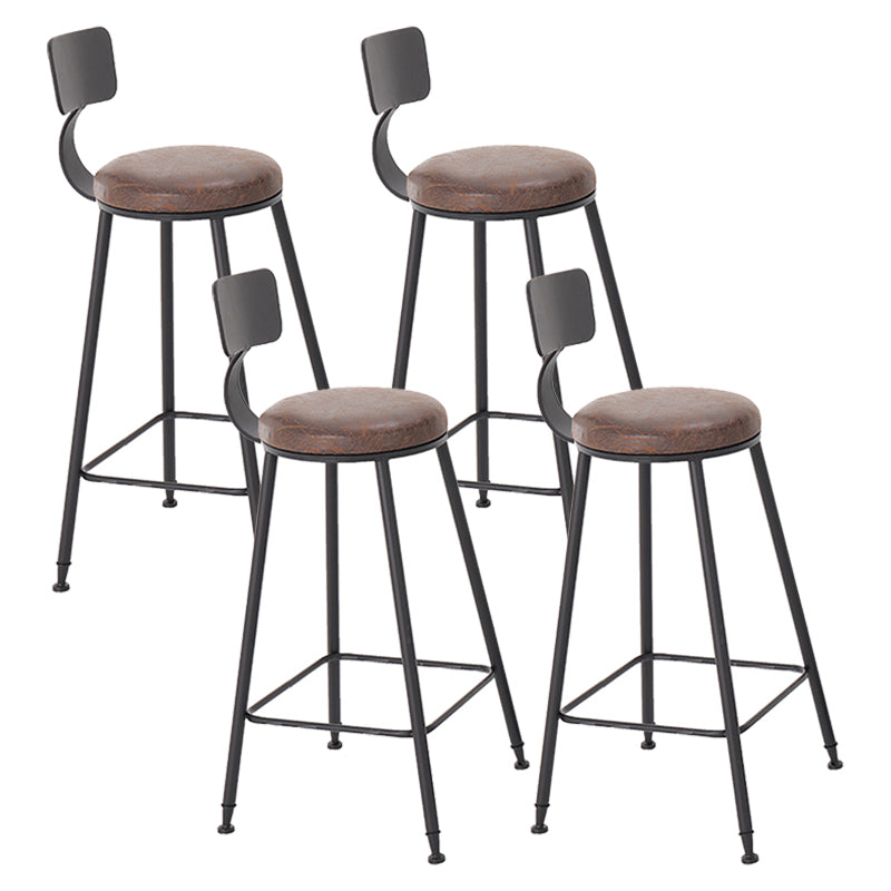 Modern Style Bar Chair with Low Back Footrest Round Seat Iron Legs for Kitchen Bar 4 Piece Set Upholstered Bar Stool(30"H) Clearhalo 'Bar Furniture' 'Bar Stools' 'bar_stools' 'furn' 'furn_bar_stools' 'furniture_bar_stools' 'Kitchen & Dining Furniture' 'kitchen&dining_furn' 'kitchen' 'kitchen_furn' Furniture' 4439688