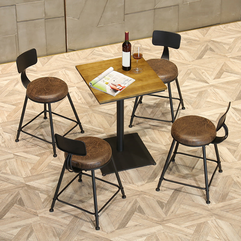 Modern Style Bar Chair with Low Back Footrest Round Seat Iron Legs for Kitchen Bar Clearhalo 'Bar Furniture' 'Bar Stools' 'bar_stools' 'furn' 'furn_bar_stools' 'furniture_bar_stools' 'Kitchen & Dining Furniture' 'kitchen&dining_furn' 'kitchen' 'kitchen_furn' Furniture' 4439689