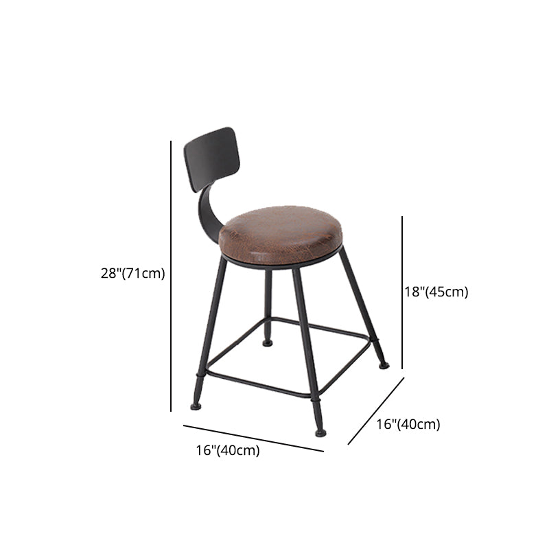 Modern Style Bar Chair with Low Back Footrest Round Seat Iron Legs for Kitchen Bar Clearhalo 'Bar Furniture' 'Bar Stools' 'bar_stools' 'furn' 'furn_bar_stools' 'furniture_bar_stools' 'Kitchen & Dining Furniture' 'kitchen&dining_furn' 'kitchen' 'kitchen_furn' Furniture' 4439692