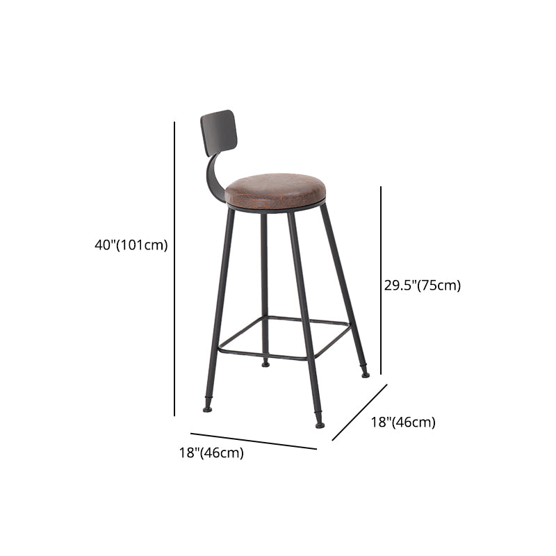 Modern Style Bar Chair with Low Back Footrest Round Seat Iron Legs for Kitchen Bar Clearhalo 'Bar Furniture' 'Bar Stools' 'bar_stools' 'furn' 'furn_bar_stools' 'furniture_bar_stools' 'Kitchen & Dining Furniture' 'kitchen&dining_furn' 'kitchen' 'kitchen_furn' Furniture' 4439693