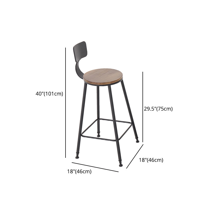 Modern Style Bar Chair with Low Back Footrest Round Seat Iron Legs for Kitchen Bar Clearhalo 'Bar Furniture' 'Bar Stools' 'bar_stools' 'furn' 'furn_bar_stools' 'furniture_bar_stools' 'Kitchen & Dining Furniture' 'kitchen&dining_furn' 'kitchen' 'kitchen_furn' Furniture' 4439694