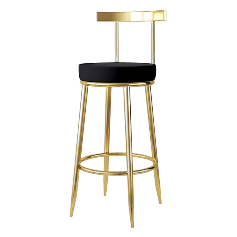 Glam Style Bar-stool Metal Legs Round Seat Barstool with Footrest for Kitchen Black 1 Piece Clearhalo 'Bar Furniture' 'Bar Stools' 'bar_stools' 'furn' 'furn_bar_stools' 'furniture_bar_stools' 'Kitchen & Dining Furniture' 'kitchen&dining_furn' 'kitchen' 'kitchen_furn' Furniture' 4439789